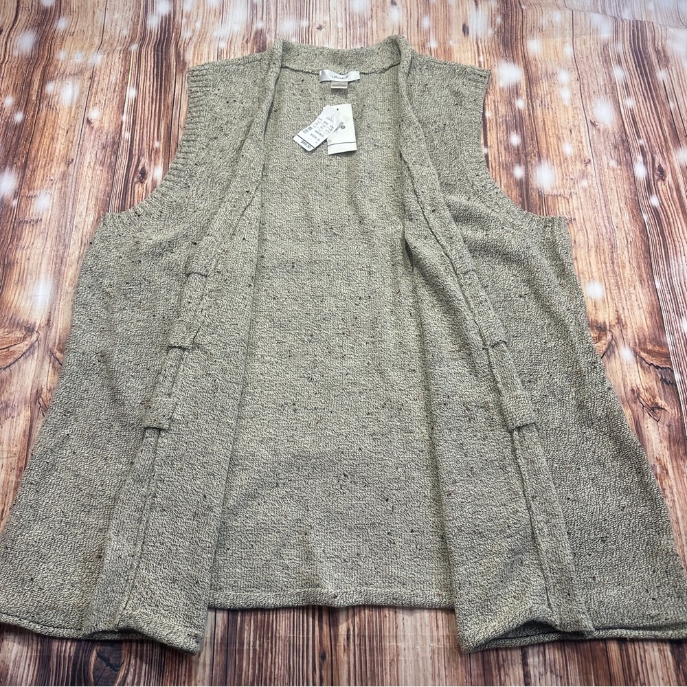 CJ Banks Tan/Confetti Open View Vest Women’s Size 2X - Picture 5 of 13